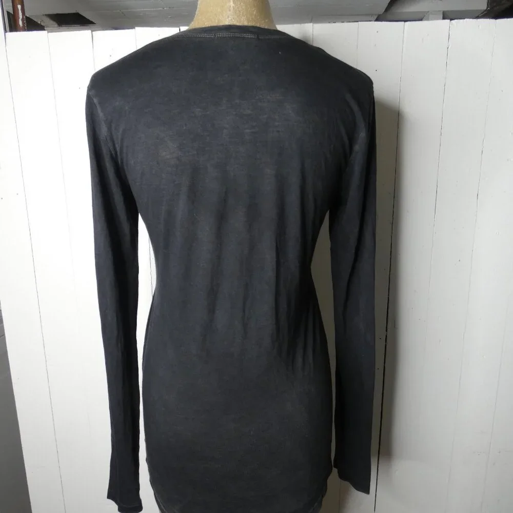 Cotton Citizen Women's S Grey Long Sleeve Burnout Top Scoop Neck Modal & Cotton - Picture 7 of 11